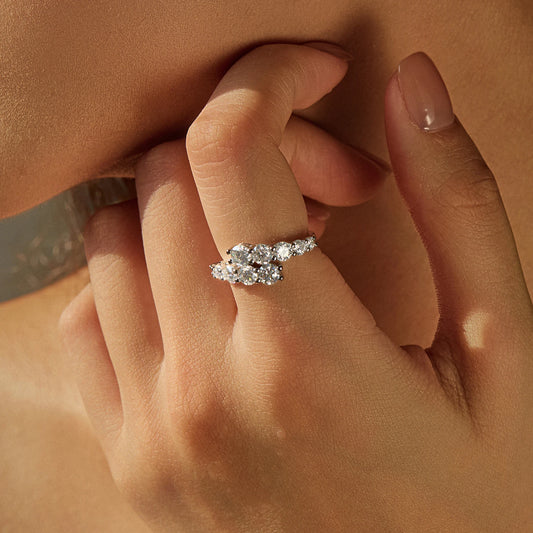 MODIAN D Color Moissanite Eternity Band Ring 925 Sterling Silver Luxury Geometric Ring For Women Wedding Engagement Fine Jewelry