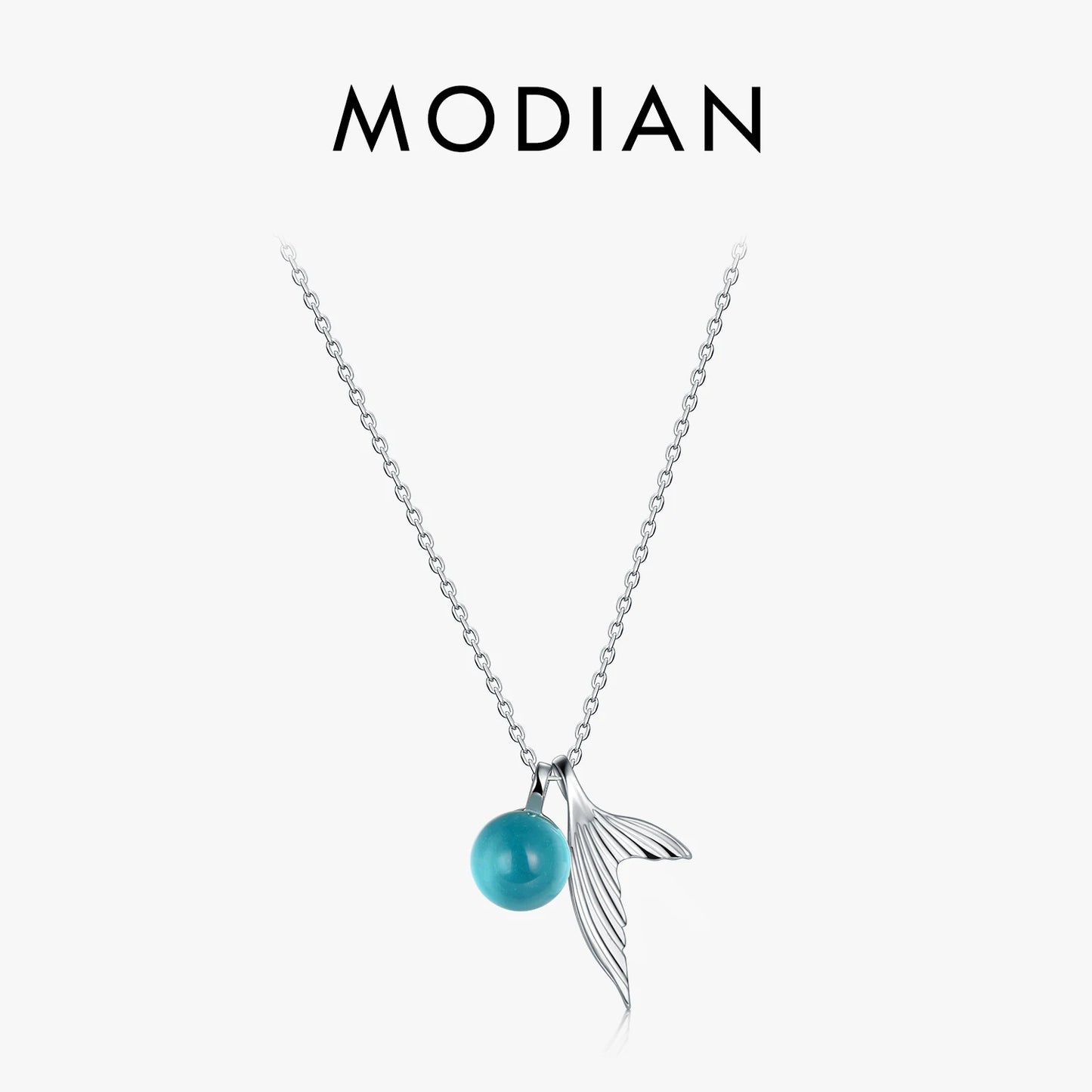 Collar MODIAN de plata de ley 925 con colgantes para mujer, joyería con cadena y lujosos accesorios de piedra de cristal de sirena.