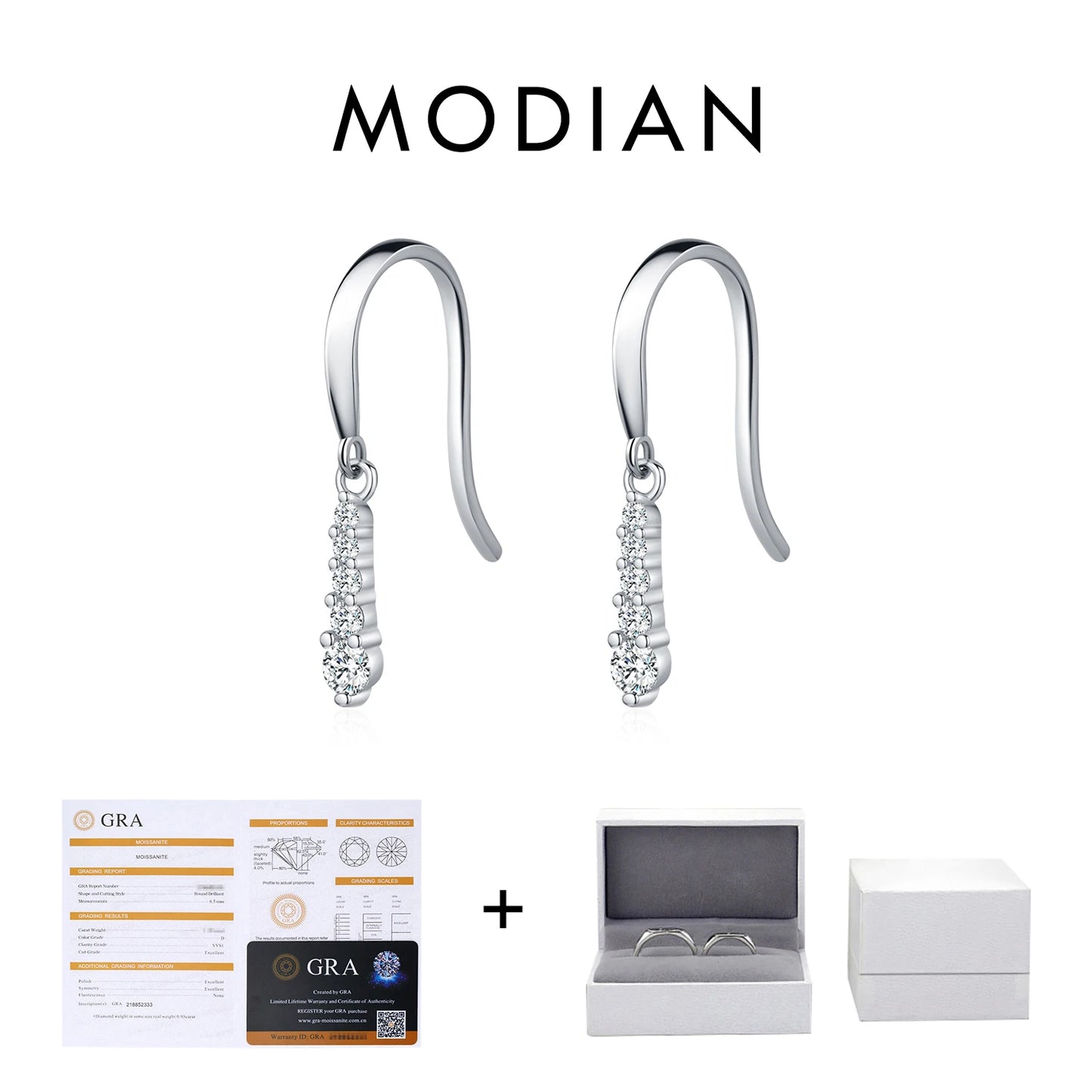 MODIAN D Color Moissanite Dangle Dangle 925 Sterling Silver Fashion Dazzling Fashion Water Drop Earrings For Women Fine Jewelry