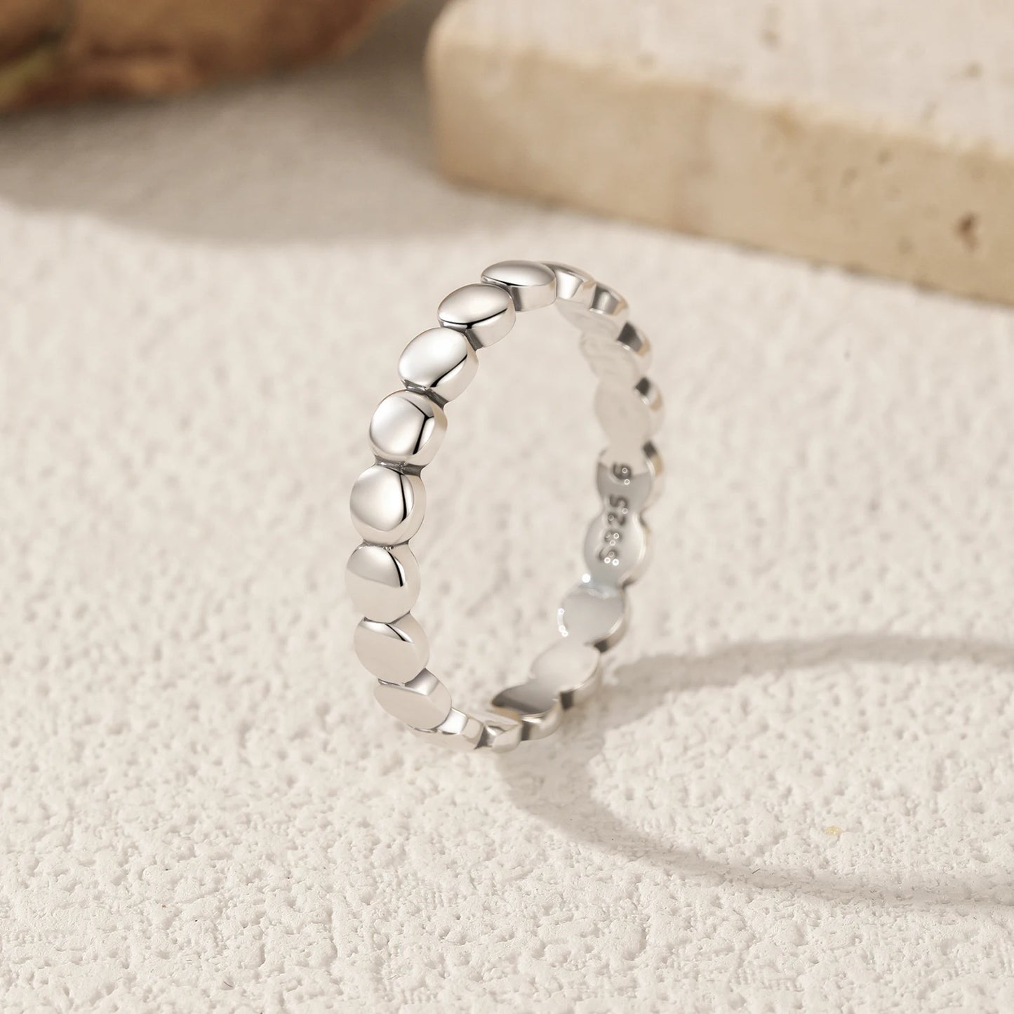 MODIAN 925 Sterling Silver Daily Vintage Wear Stacking Rings Retro Simple Beads Eternity Band Rings For Women Fine Jewelry