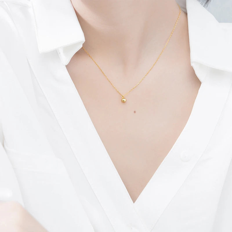 Collar Modian de cadena de plata de ley 925 para mujer, con cuentas pequeñas doradas, accesorios de joyería para mujer