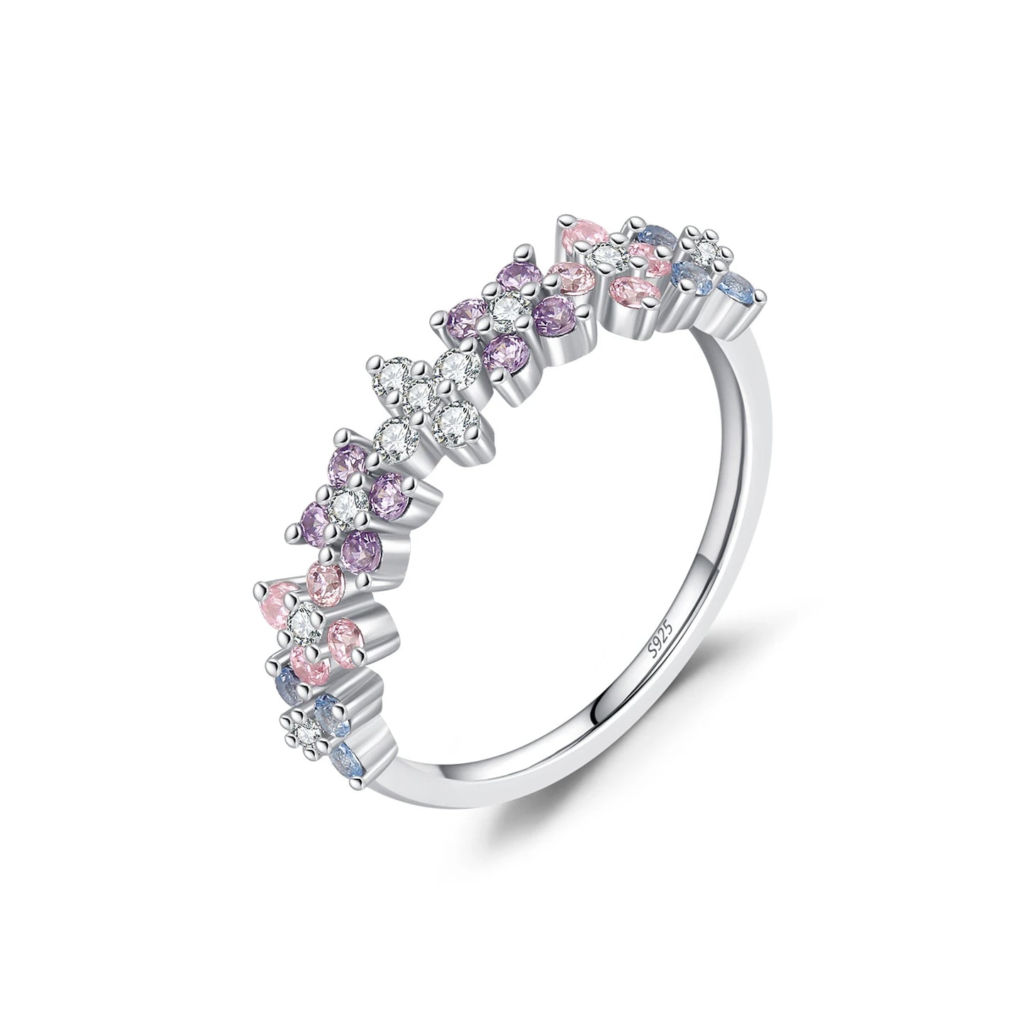 MODIAN 925 Sterling Silver Lucky Four-Leaf Clover Zirconia Eternity Band Rings For Women Fine Wedding Jewelry Accessories