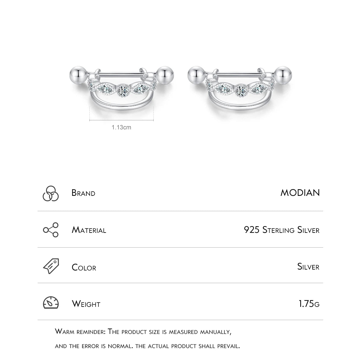 MODIAN Real 925 Sterling Silver Double Deck Trendy Line Hoop Earrings Screw Detachable Clip Ears For Women Girls Fine Jewelry