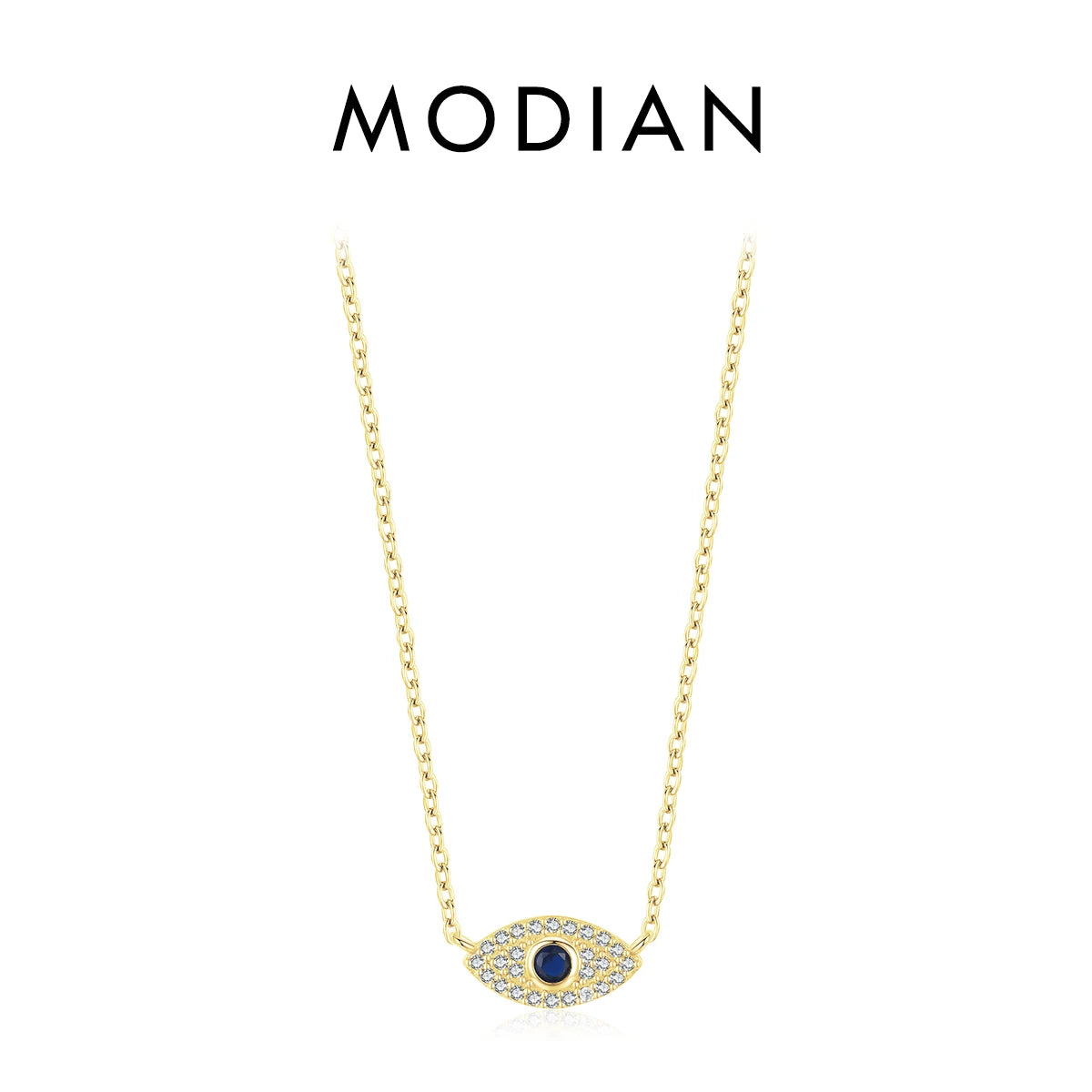 MODIAN 925 Sterling Silver Mysterious Blue Eyes Pendant Necklace Clavicle Chain Link For Women Party Fine Jewelry Birthday Gift