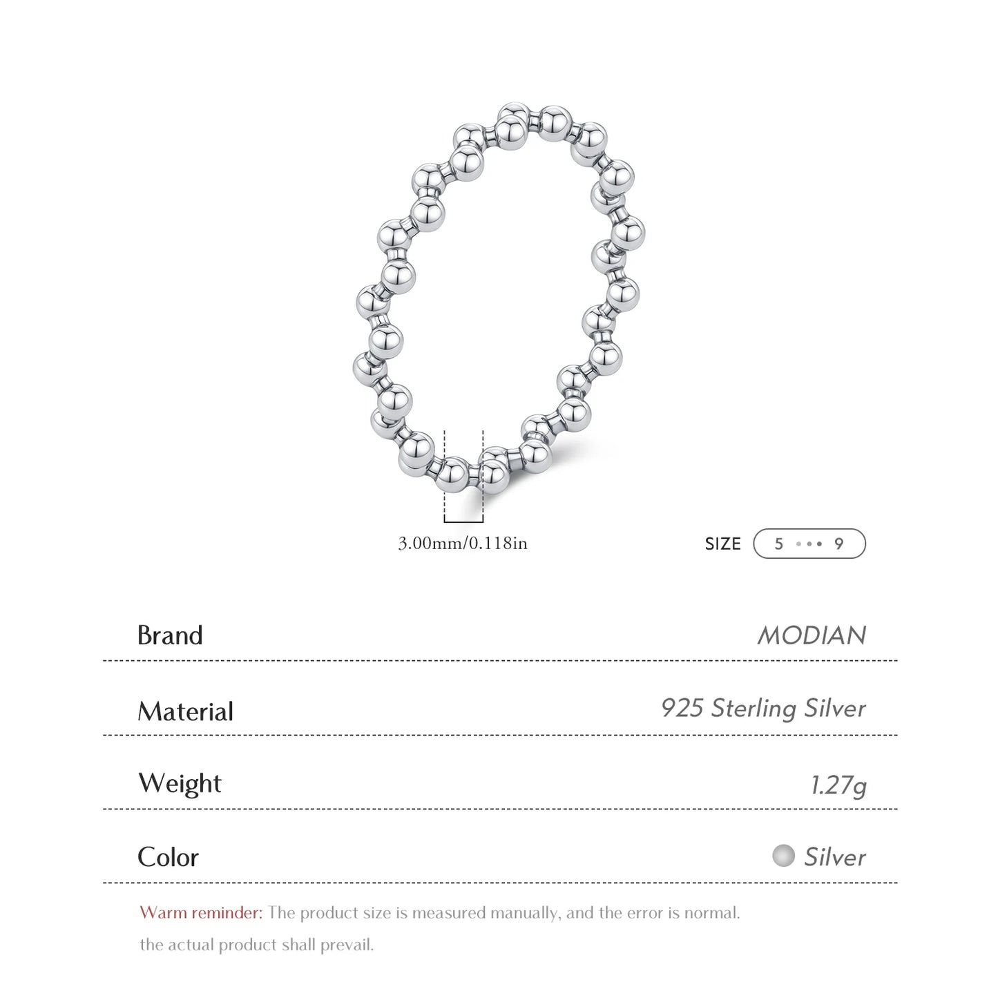 MODIAN 925 Sterling Silver Vintage Irregular Beads Rings Daily Stackable Wear Finger Rings For Women Fine Jewelry Gifts