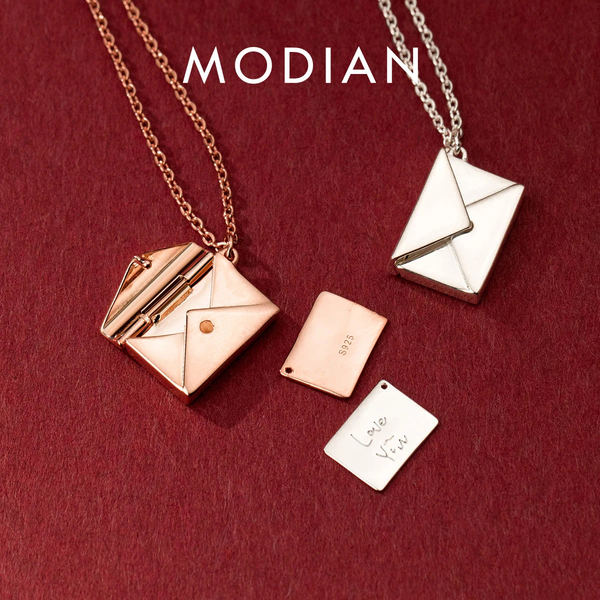Modian New Design Romantic Lover Letter Pendants Sweet Charm 100% 925 Sterling Silver Envelope Fashion Pendant For Women Jewelry
