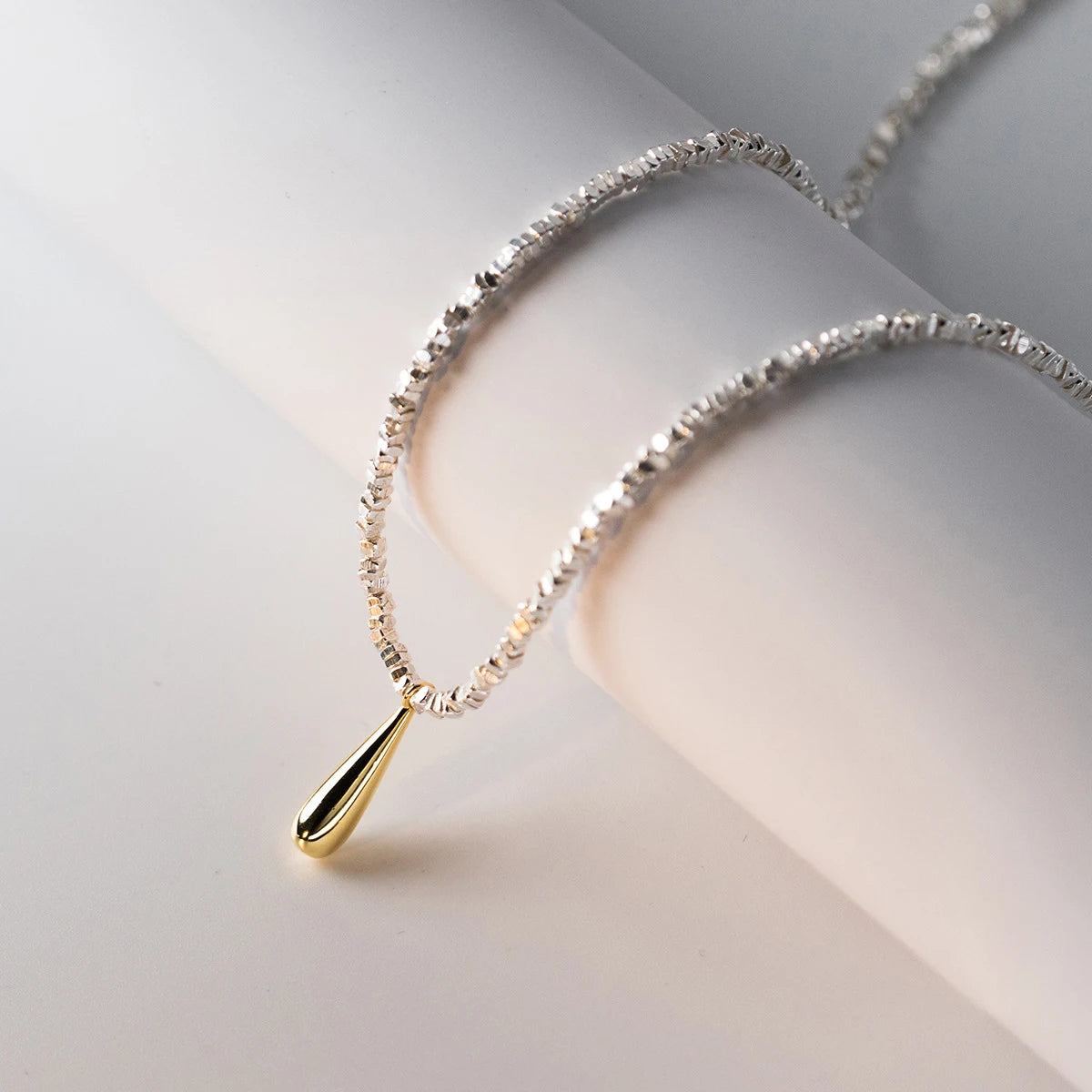 Collar de cadena de eslabones geométricos de plata de ley 925 MODIAN, colgante clásico de gota de agua de color dorado para mujer, joyería fina