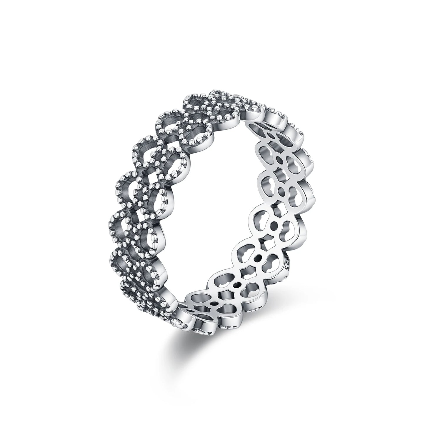 MODIAN 925 Sterling Silver Retro Exquisite Hollow Heart Lace Patten Finger Rings For Women Fine Jewelry Accessories