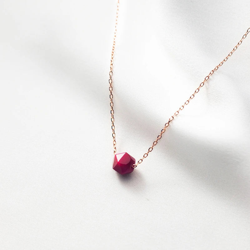 Modian Hot Sale Real 925 Sterling Silver Natural Red Crystal Necklace Pendants For Women Valentine's Day Sterling Silver Jewelry