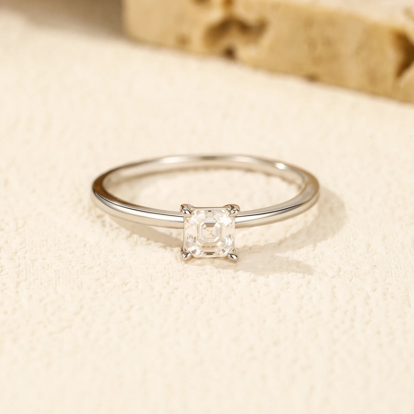 MODIAN Emerald Cut D Color Square Moissanite 925 Sterling Silver Classic Finger Rings For Women Wedding Statement Jewelry