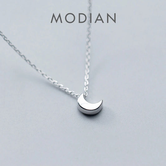 Colgante clásico Modian de media luna de plata 100 % para mujer, de moda, de plata de ley 925, estilo bonito, joyería fina.