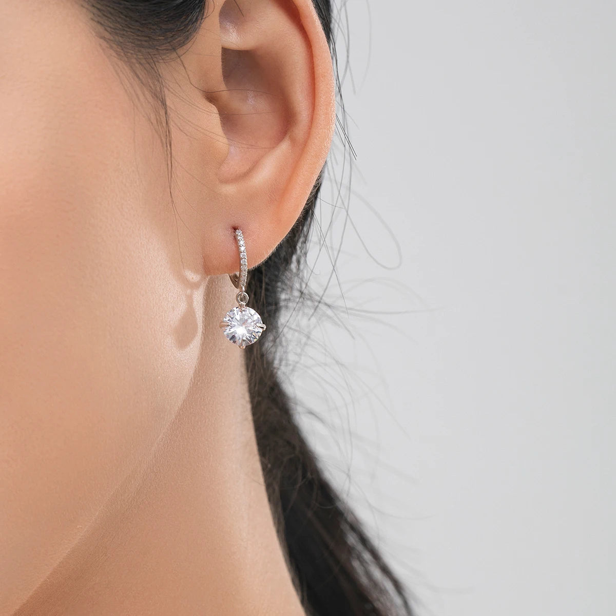 Pendientes de aro MODIAN clásicos, brillantes, redondos, de 4 quilates, de plata de ley 925, sencillos y colgantes para mujer, joyería fina para boda, regalo