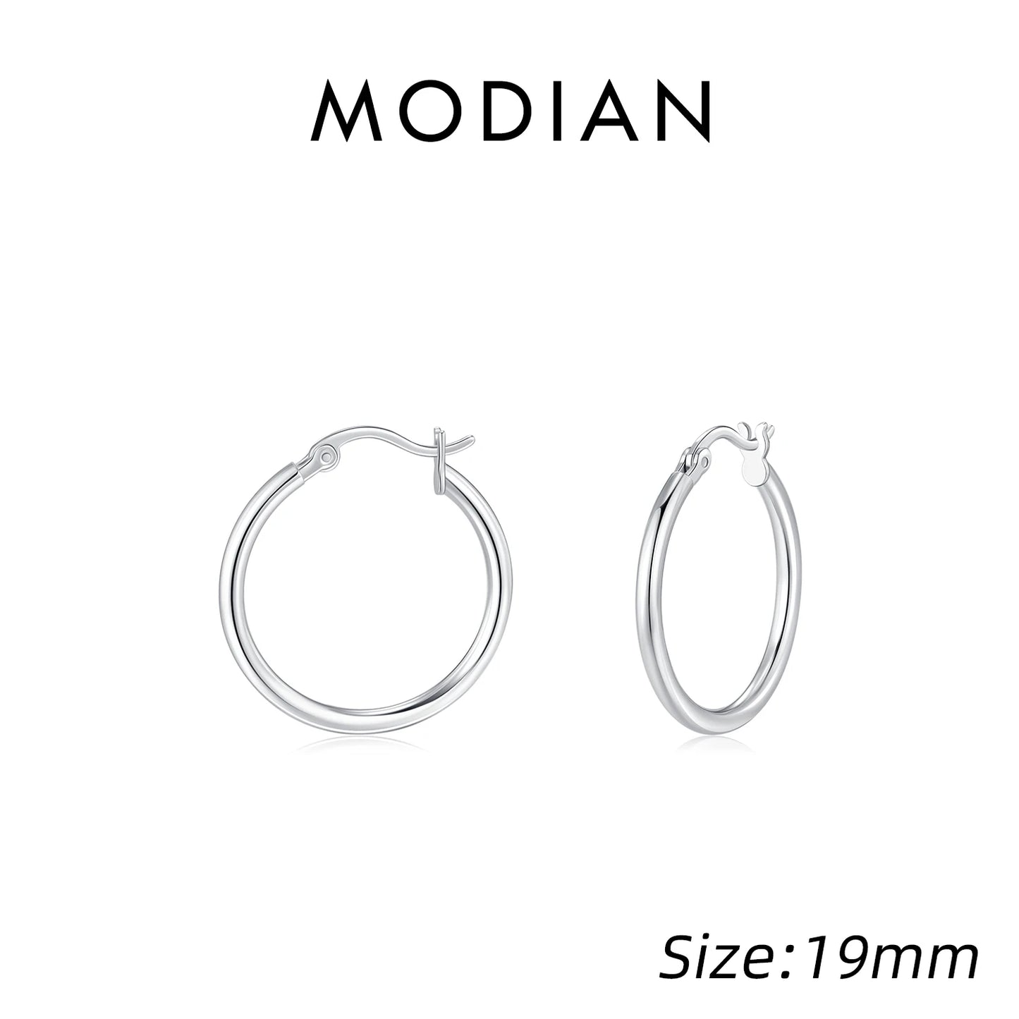 Pendientes de aro franceses clásicos y atrevidos de MODIAN en plata de ley 925, chapados en oro blanco de 18 quilates, joyería fina para mujer.