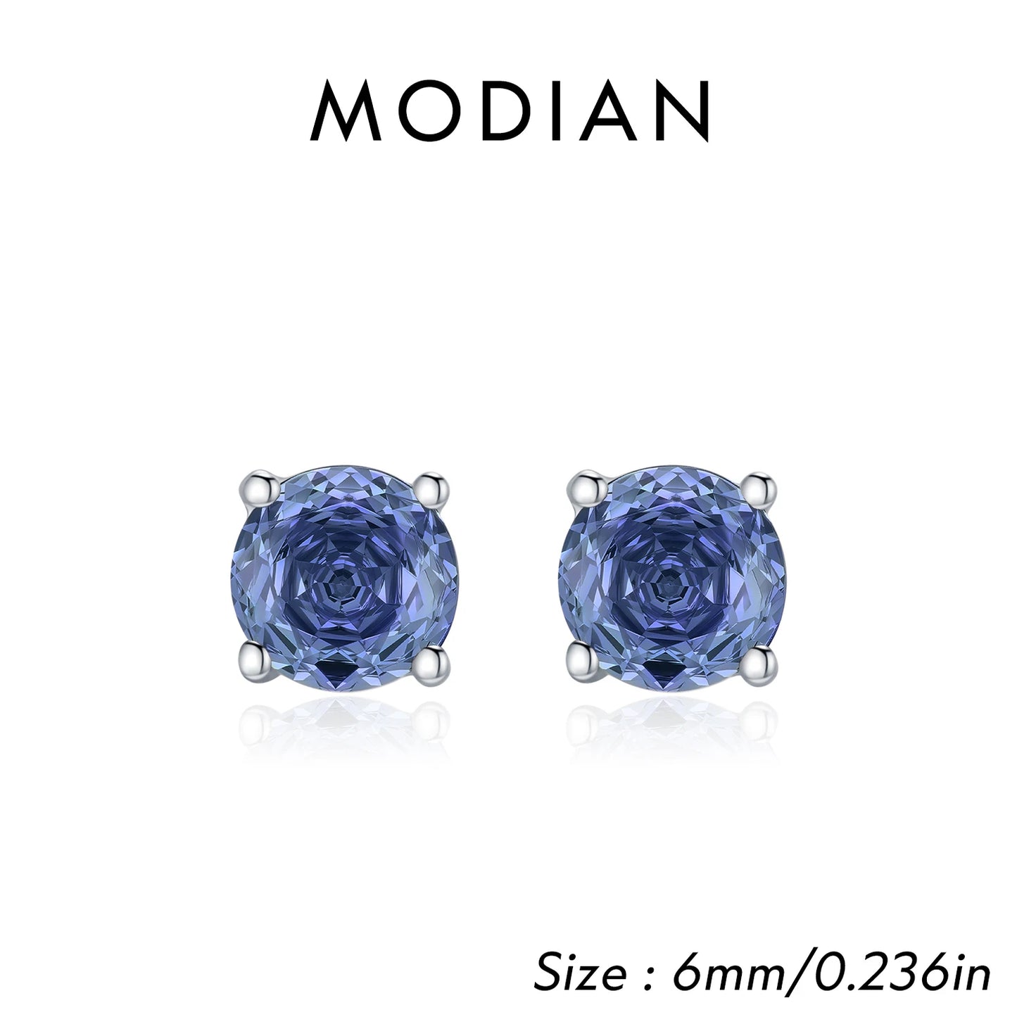 MODIAN Multicolor 925 Sterling Silver Rose Cut Round Zirconia Earrings Paraiba Color Fashion Stud Earrings For Women Jewelry