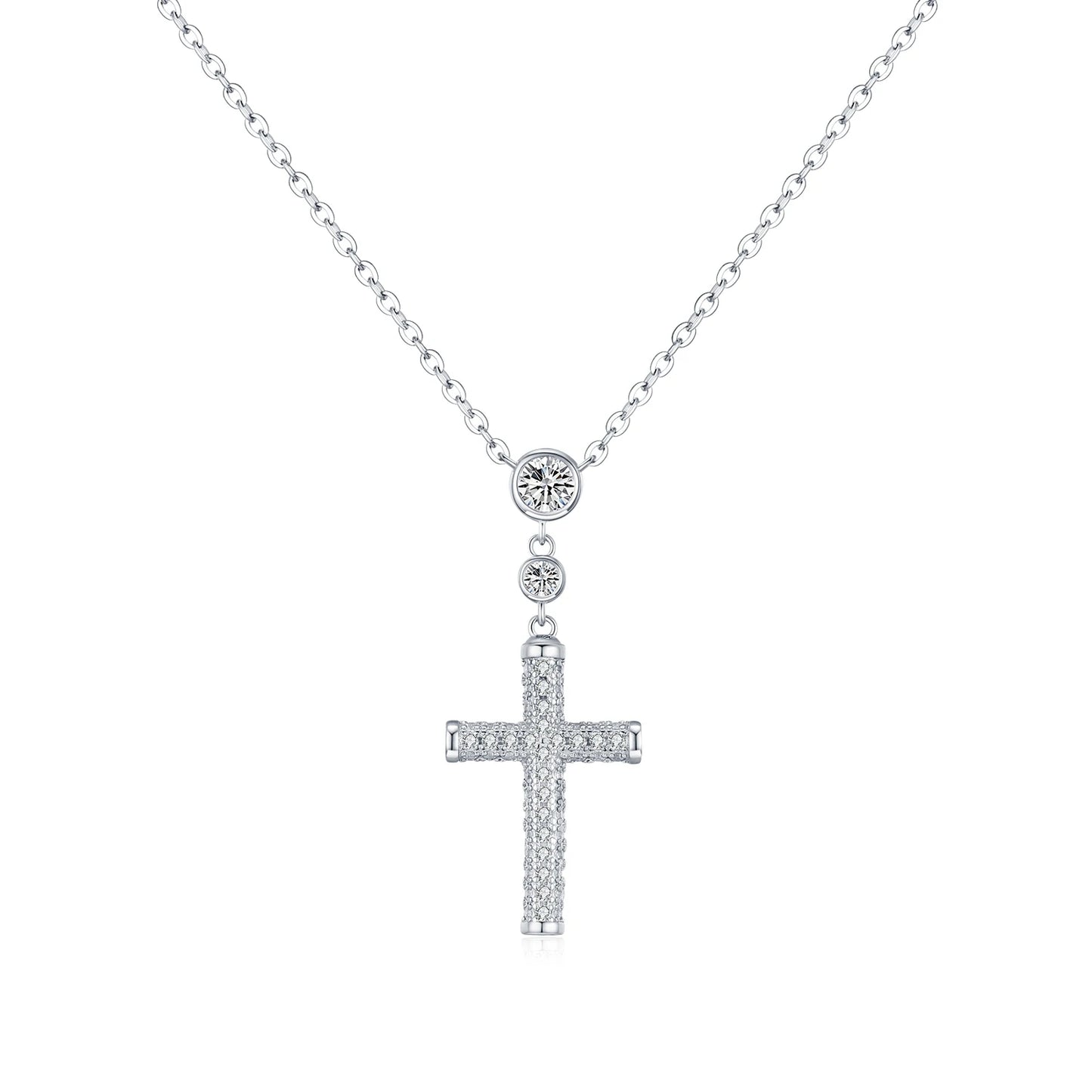 MODIAN 925 Sterling Silver Trendy Cross Swing Necklace Luxury Full Zirconia Choker Pendant Necklace For Women Fine Jewelry