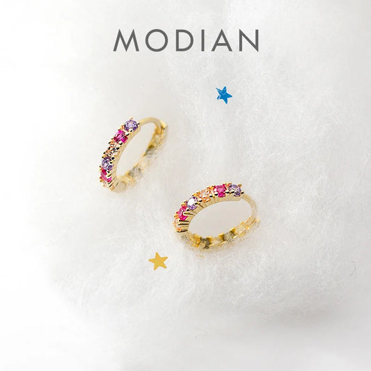 Modian Hot Sale 925 Sterling Silver Gold Color Geometric Hoop Earring for Women Luxury Wedding Engagement Statement Jewelry