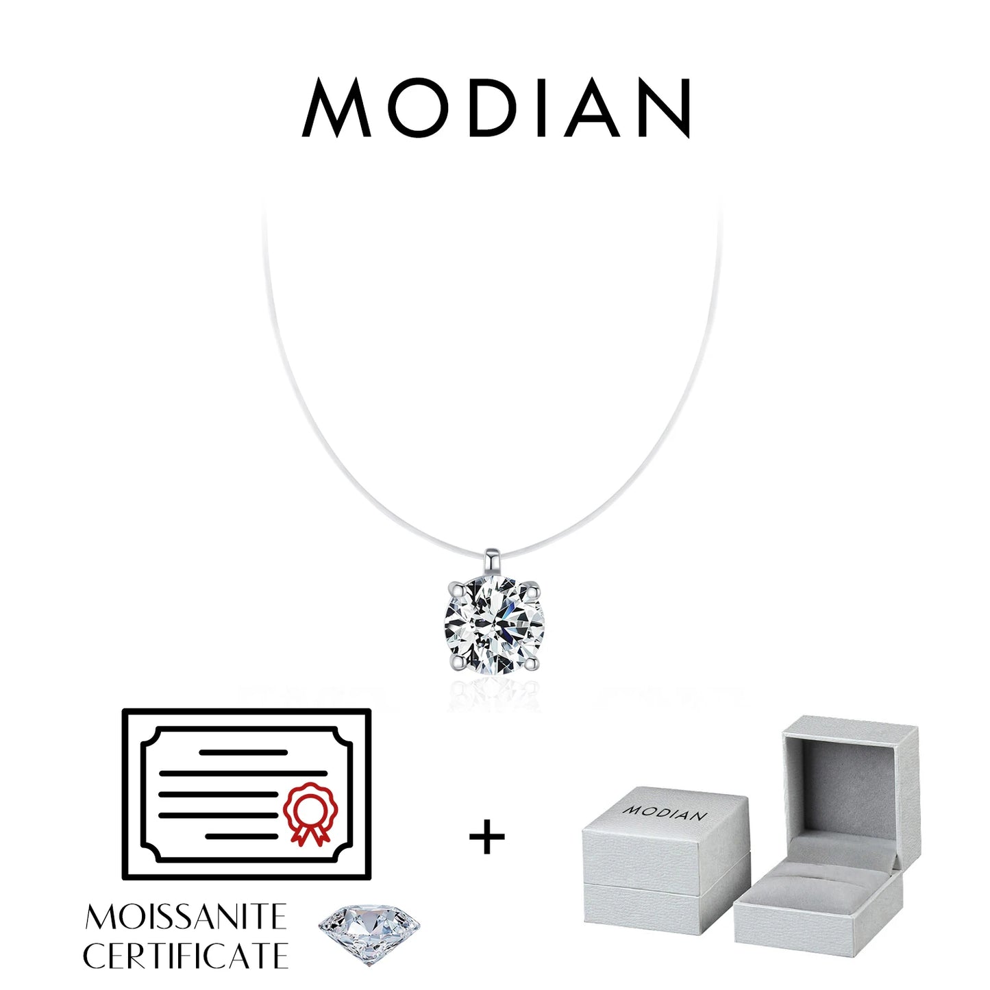 MODIAN 3 Styles Moissanite Necklace 925 Sterling Silver Simple Geometric Fishing Line Choker Necklaces For Women Fine Jewelry