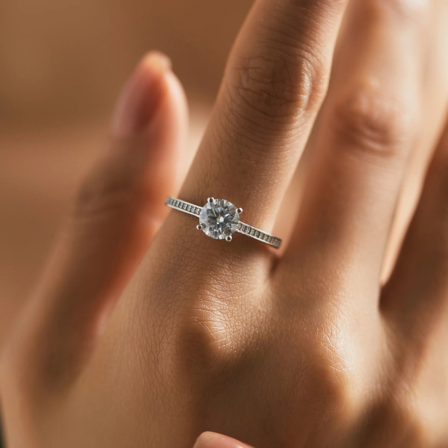 MODIAN D Color Lab Diamond 1CT Moissanite Ring For Women 925 Sterling Silver Classic Wedding Engagement Band Jewelry Gifts