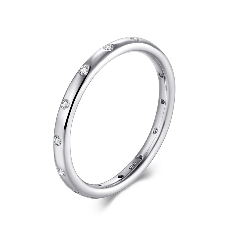 Anillo de compromiso de plata de ley 925 maciza para mujer, nuevo estilo, sencillo y a la moda, apilable, clásico, para Instagram