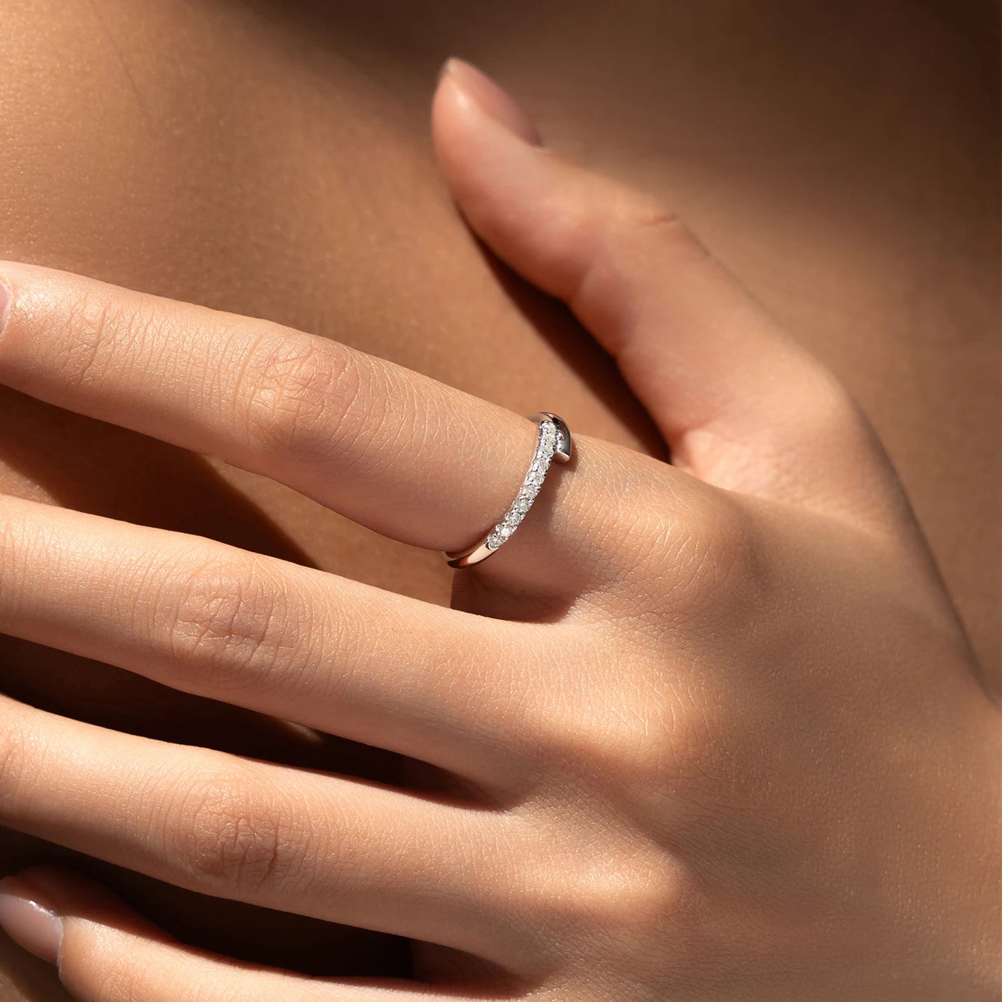 MODIAN D Color Moissanite 925 Sterling Silver Simple Sparkle Geometric Eternity Band Rings For Women Daily OL Fine Jewelry
