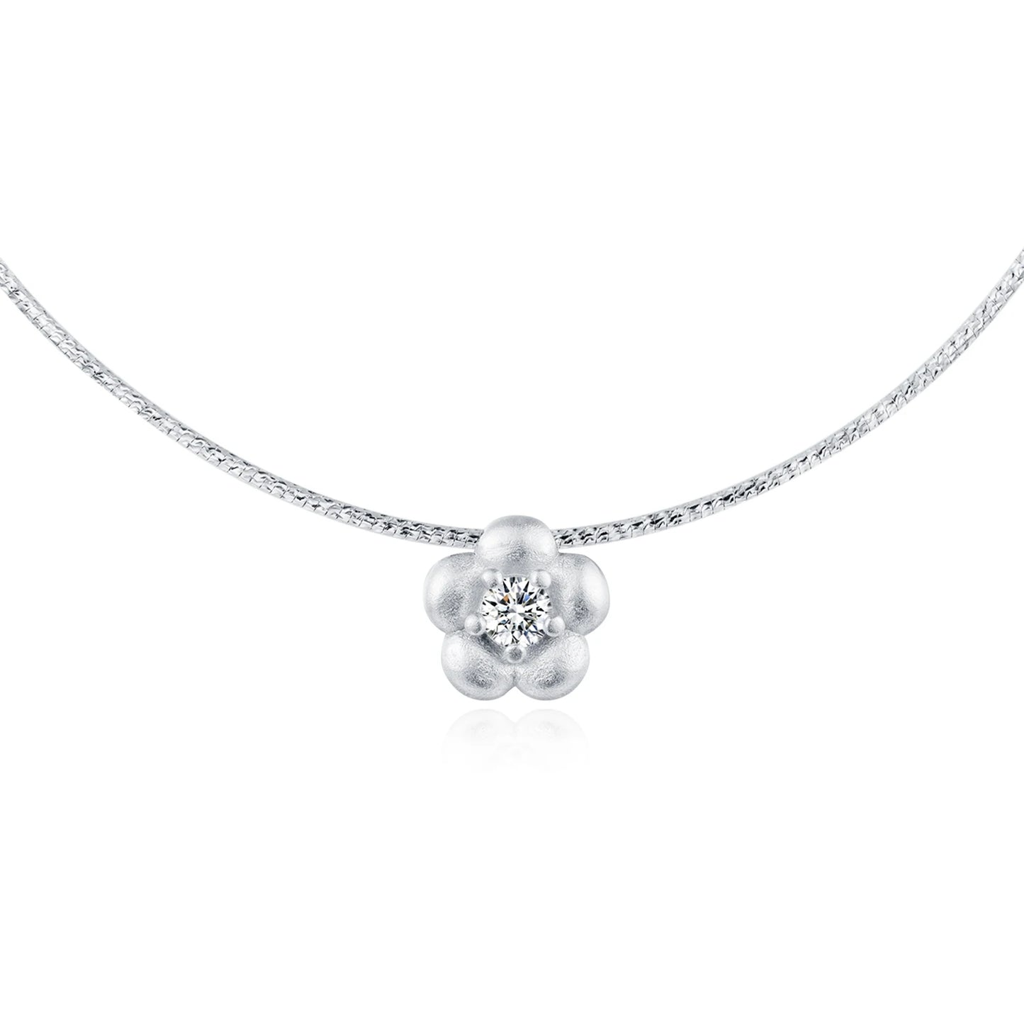 MODIAN Solid 925 Sterling Silver Fashion Frosted Flower CZ Snake Chain Pendant Necklace For Women Party Fine Jewelry