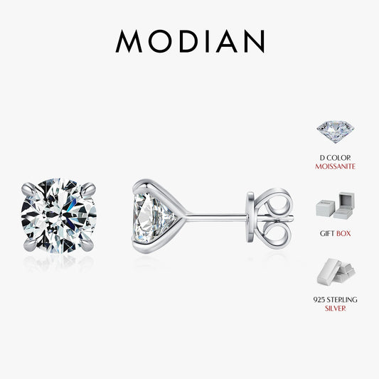 Pendientes de moissanita MODIAN de color D de 1 quilates, plata de ley 925, para boda, compromiso, diamantes creados en laboratorio, joyería para mujer, regalo