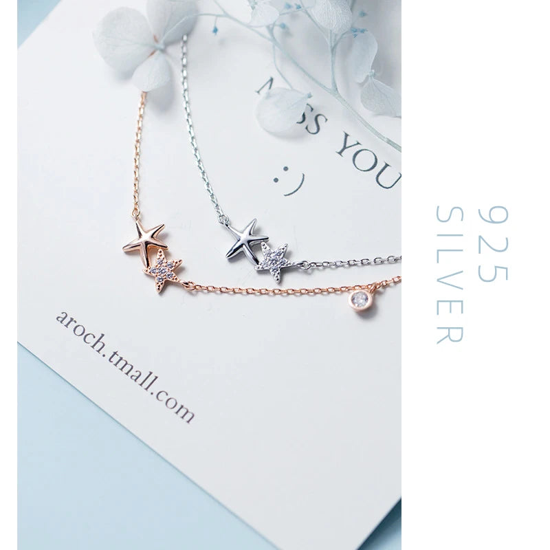 Gargantilla con colgante de estrella de mar de plata de ley 925 de Modian, nuevo diseño, para mujer, con circonita cúbica transparente, joyería fina de moda