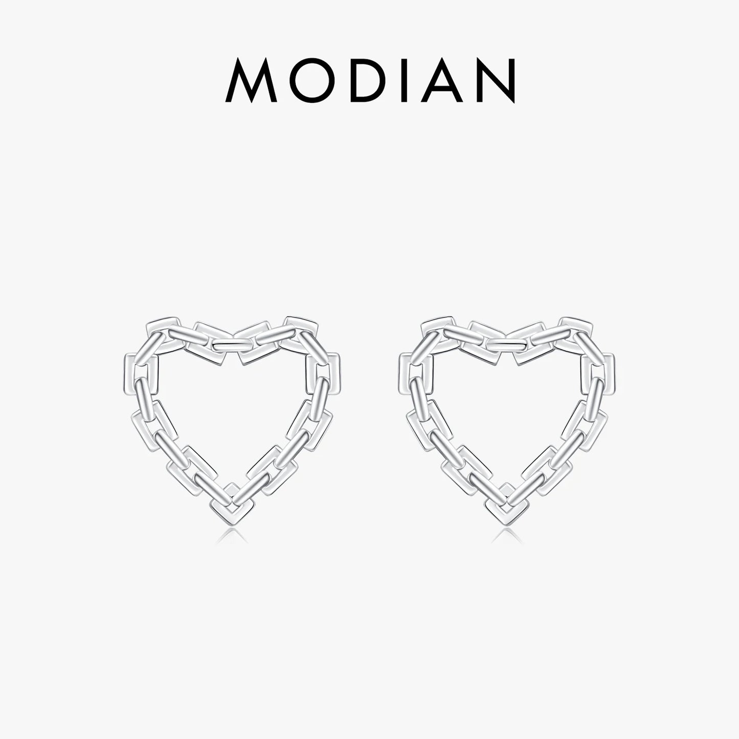 Pendientes de aro MODIAN de plata de ley 925 auténtica con forma de corazón clásico para mujer, aretes románticos, joyería fina hipoalergénica.