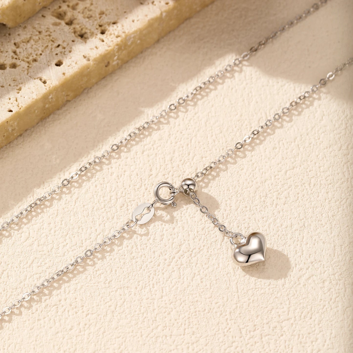 Gargantilla ajustable de moda MODIAN de plata de ley 925 con colgante de corazón apilable para mujer, joyería fina