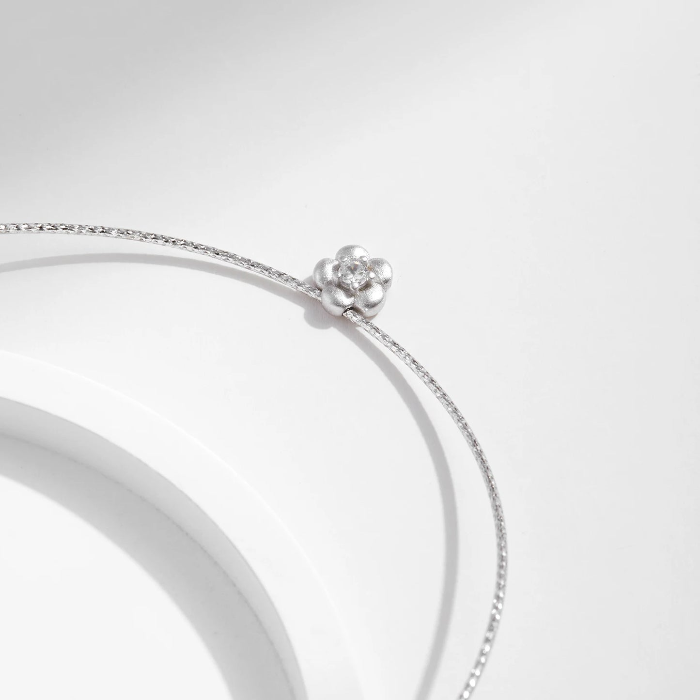 MODIAN Solid 925 Sterling Silver Fashion Frosted Flower CZ Snake Chain Pendant Necklace For Women Party Fine Jewelry
