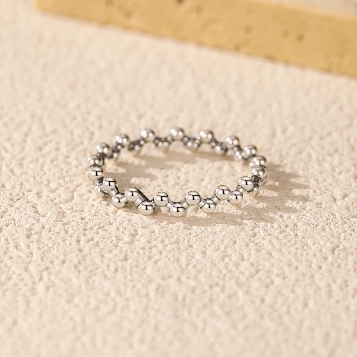 MODIAN 925 Sterling Silver Vintage Irregular Beads Rings Daily Stackable Wear Finger Rings For Women Fine Jewelry Gifts