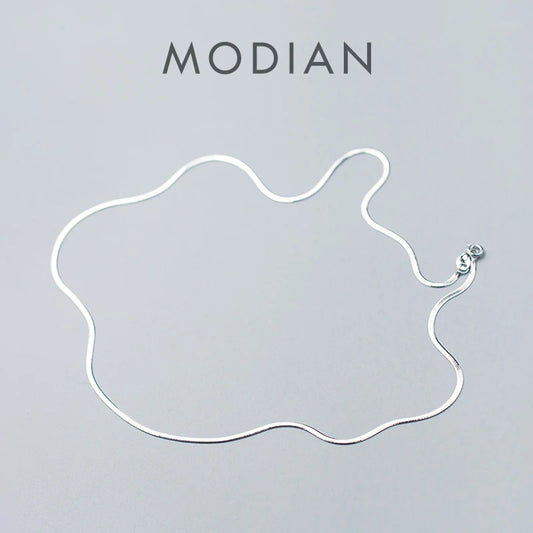 Collares de serpiente sencillos de Modian, gran oferta, de moda, clásicos, para niñas, de plata de ley 925, gargantilla, cadena para mujeres, joyería fina de plata, regalo.