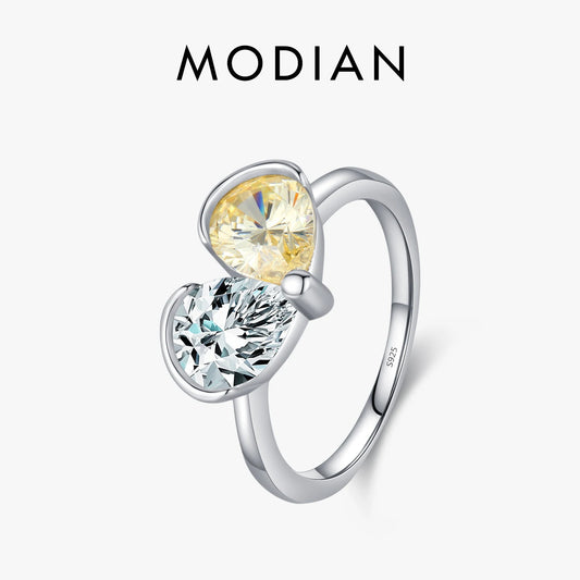 Anillo MODIAN de plata de ley 925 con forma de corazón romántico y delicado anillo de gota de agua con piedra de circonita cúbica para mujer, joyería fina para boda, regalo
