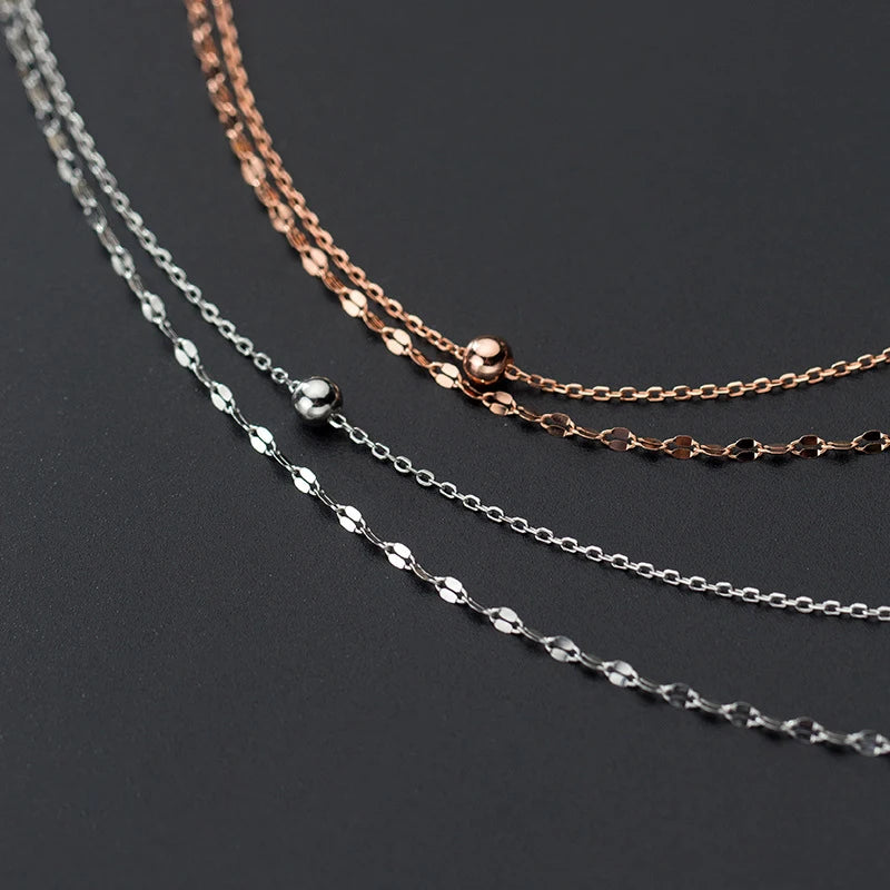 Modian 2025 New Design 925 Sterling Silver Double Layer Chokers Necklace for Women Geometric Necklace Korea Style Fine Jewelry