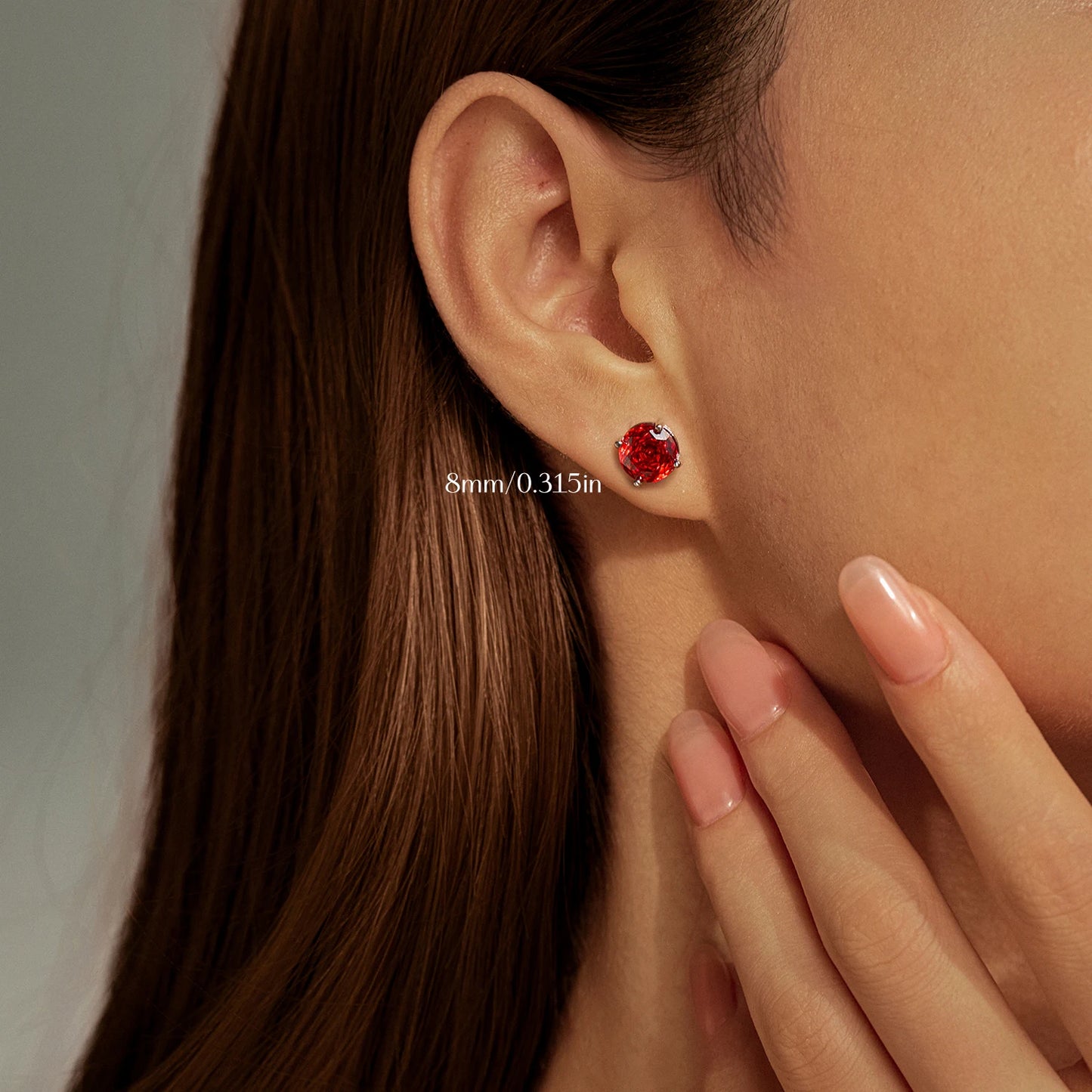 MODIAN Exquisite 925 Sterling Silver Charming Red Rose Cut Cubic Zirconia Round Stud Earrings For Women Party Fine Jewelry
