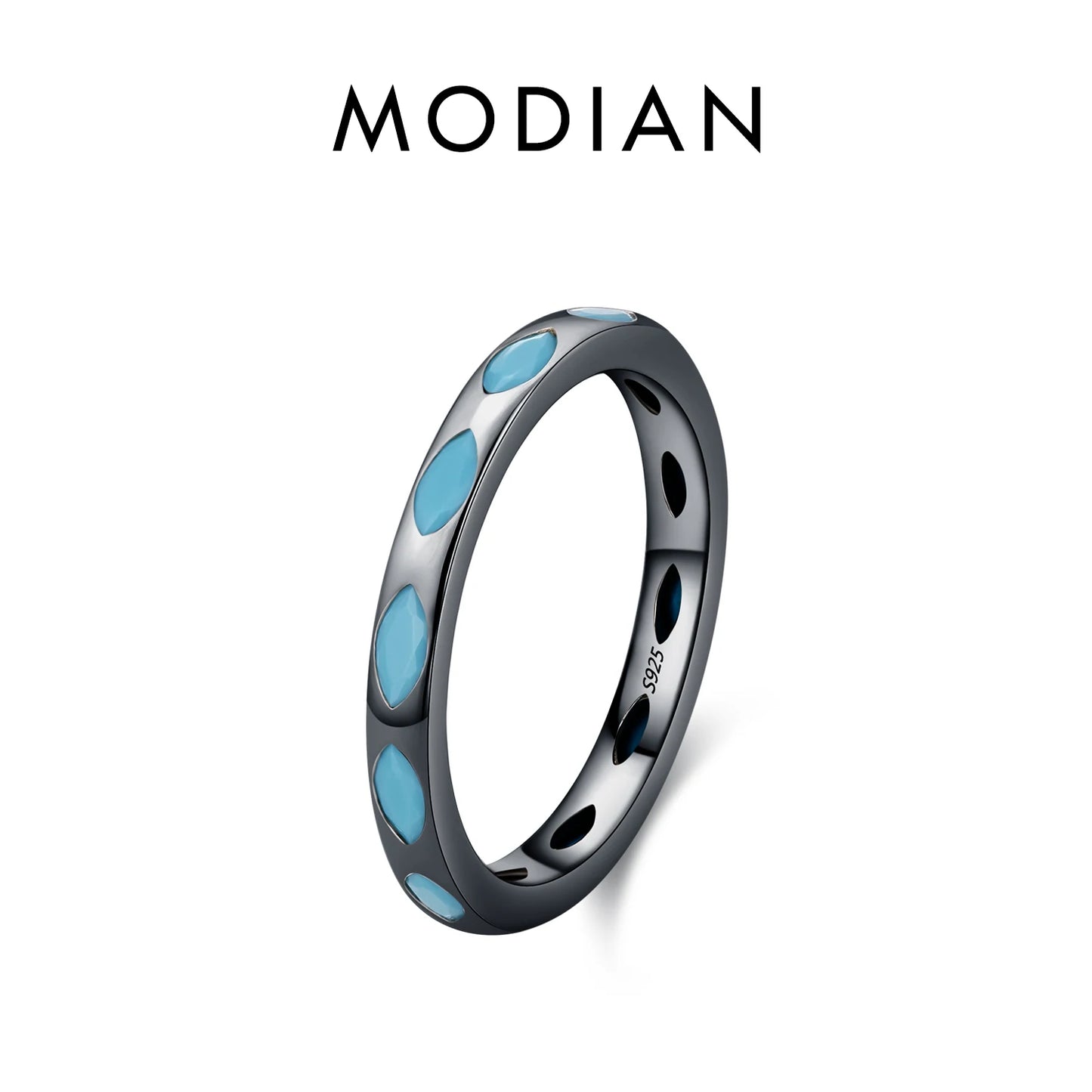 MODIAN 925 Sterling Silver Colorful Punk CZ Geometric Twist Line Trendy Stackable Eternity Band Rings For Women Fine Jewelry