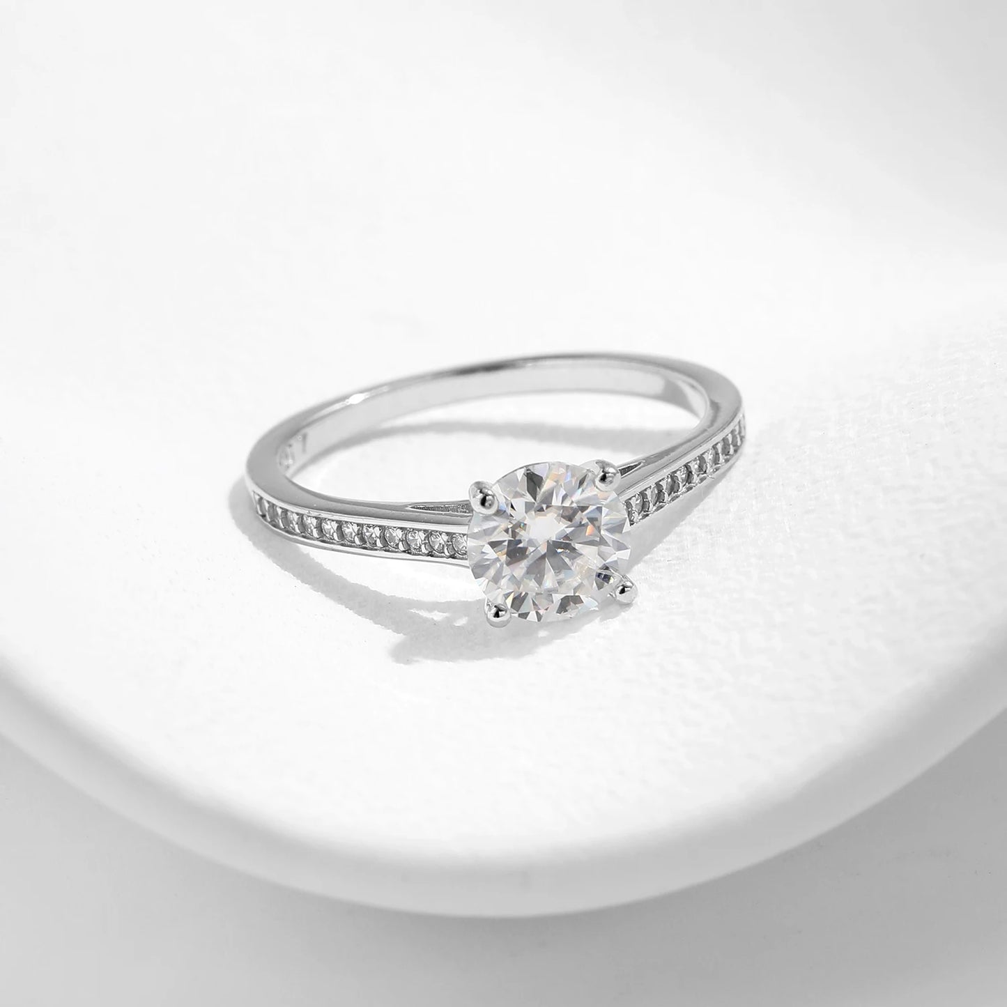 MODIAN D Color Lab Diamond 1CT Moissanite Ring For Women 925 Sterling Silver Classic Wedding Engagement Band Jewelry Gifts