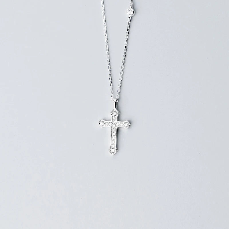 MODIAN Fashion Radiant AAA Zircon Cross for Women Pure 925 Sterling Silver Simple Necklace Ethnic Style Fine Jewelry Party Gift