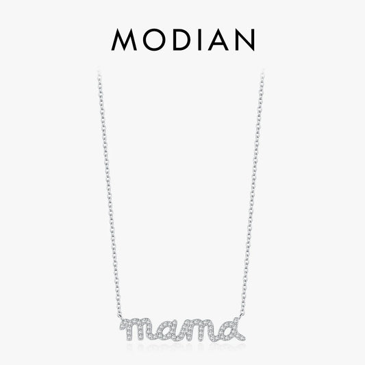 Collar MODIAN de plata de ley 925 con colgante de circonita cúbica brillante y engaste pavé, cadena de eslabones de color dorado a la moda para mujer, joyería fina, regalos.