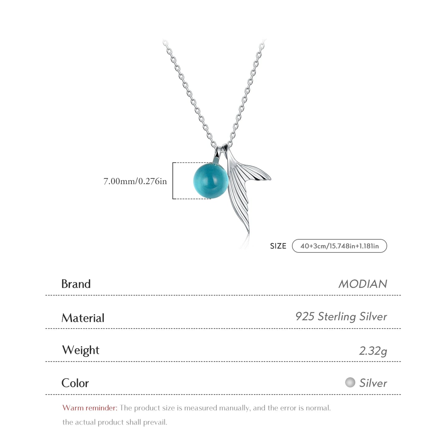 Collar MODIAN de plata de ley 925 con colgantes para mujer, joyería con cadena y lujosos accesorios de piedra de cristal de sirena.