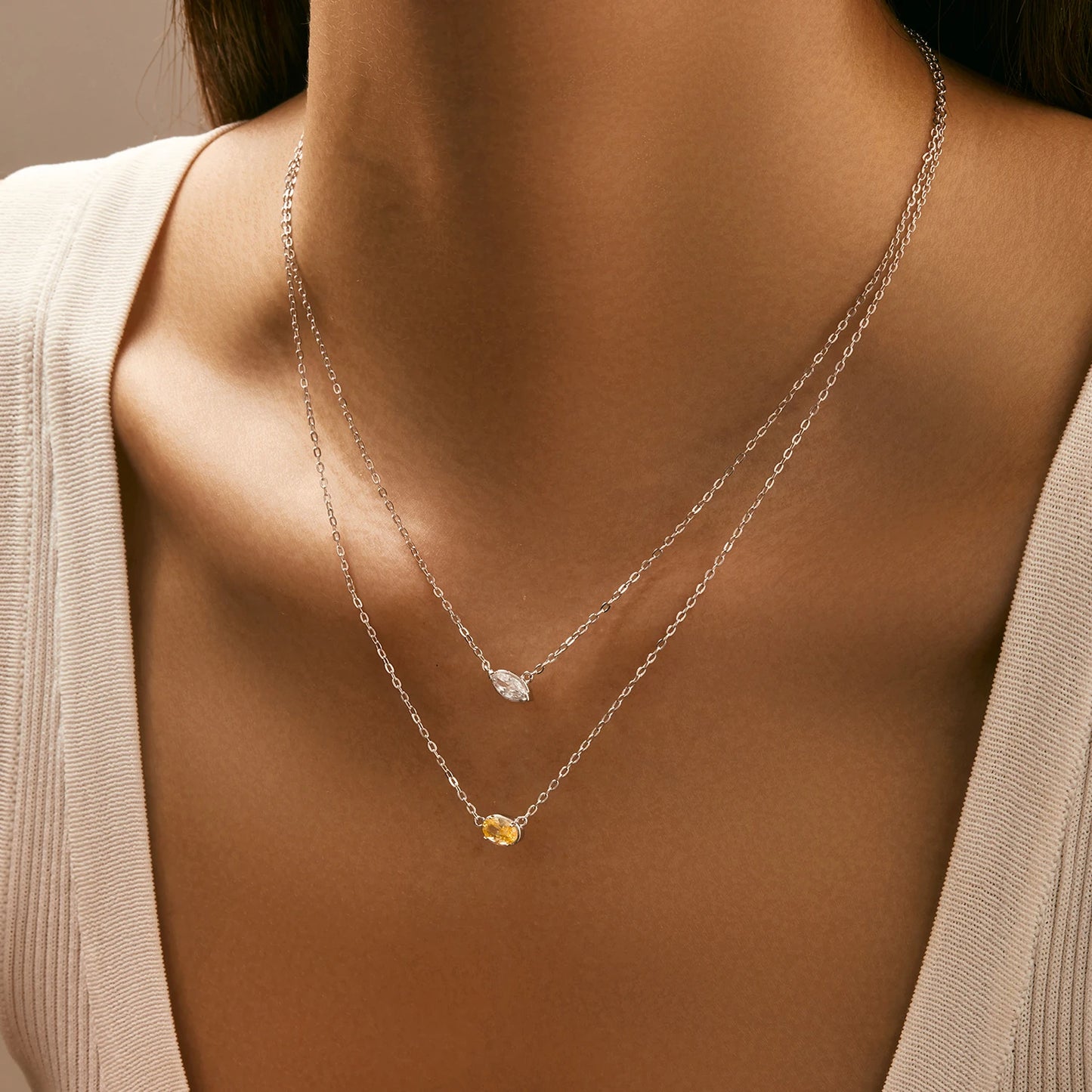 Collar con colgante geométrico de circonita cúbica de plata de ley 925 de MODIAN, joyería asimétrica apilable de moda para mujeres, regalos finos