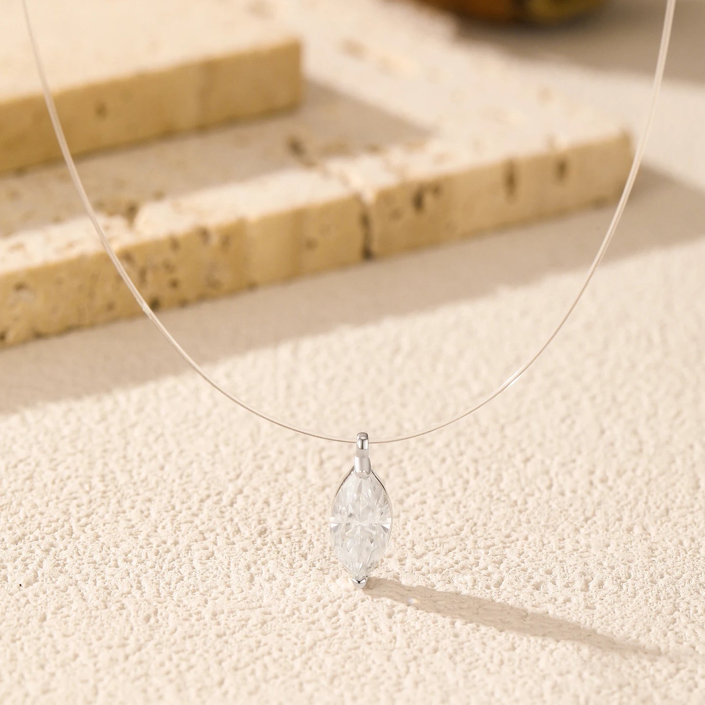 MODIAN 3 Styles Moissanite Necklace 925 Sterling Silver Simple Geometric Fishing Line Choker Necklaces For Women Fine Jewelry