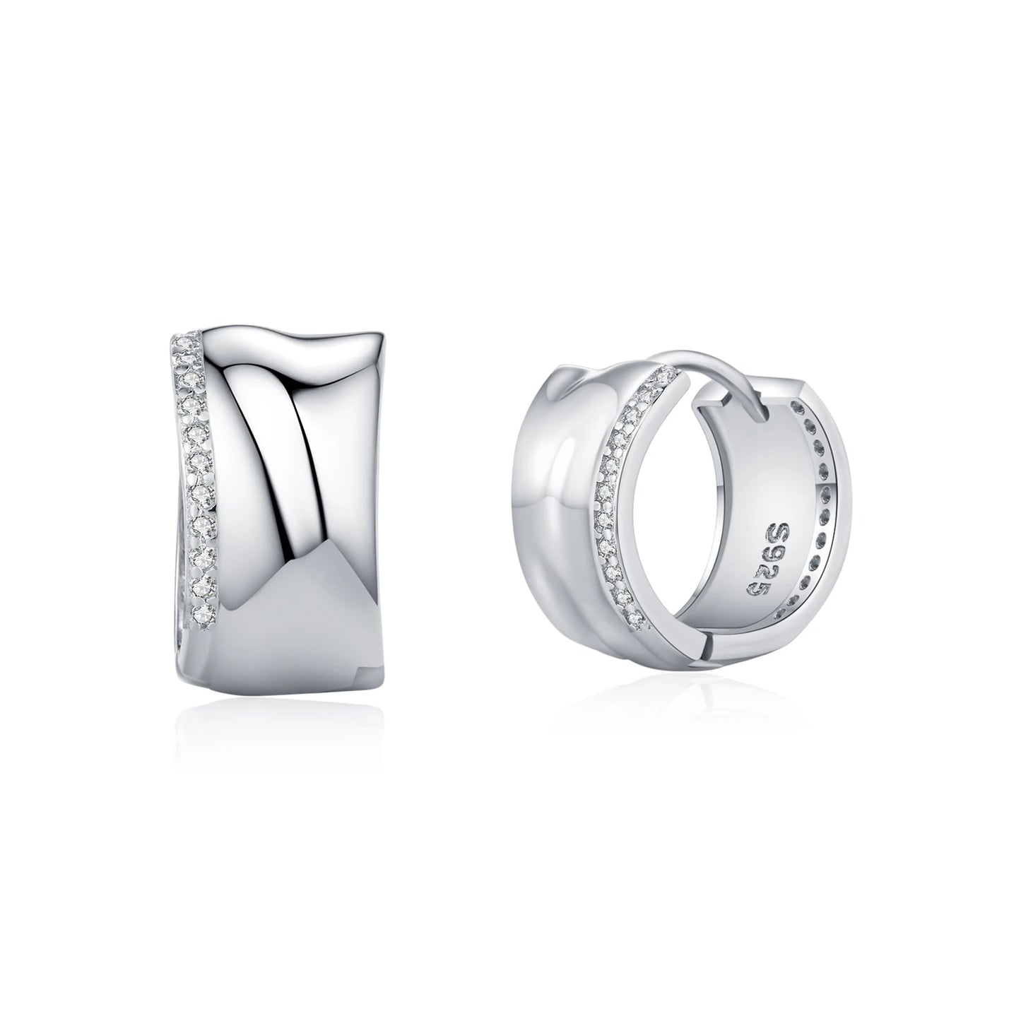 MODIAN 925 Sterling Silver Fashion Minimalist CZ Hoop Earrings Irregular Liquid Metal Design Buckle Earrings For Women Jewelry