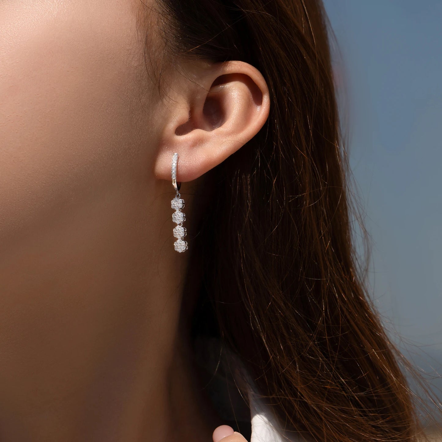 MODIAN Sparkling Zirconia Buckle Earrings 925 Sterling Silver Fashion Flower Dangle Earrings For Women Party Fine Jewelry