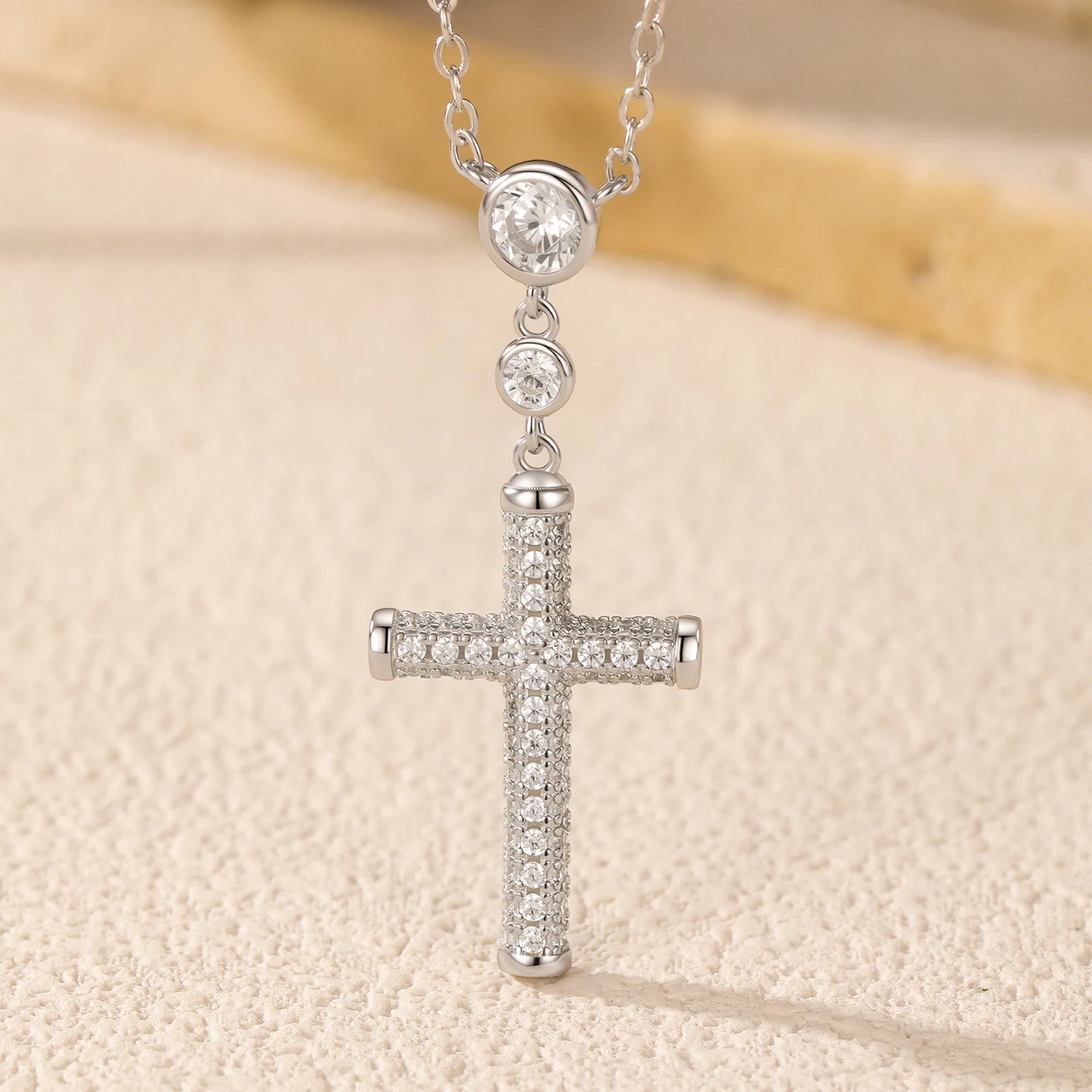 MODIAN 925 Sterling Silver Trendy Cross Swing Necklace Luxury Full Zirconia Choker Pendant Necklace For Women Fine Jewelry
