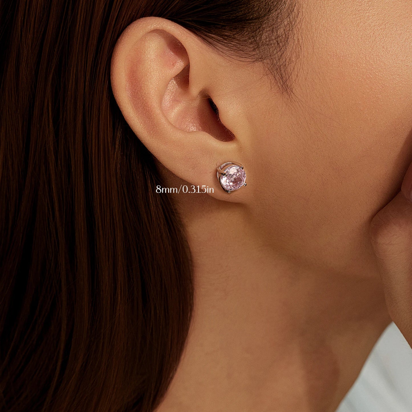 MODIAN 925 Sterling Silver Daily Wear Ear Stud Charming Light Pink Rose Cut Zircon Stud Earrings For Women Fine Jewelry