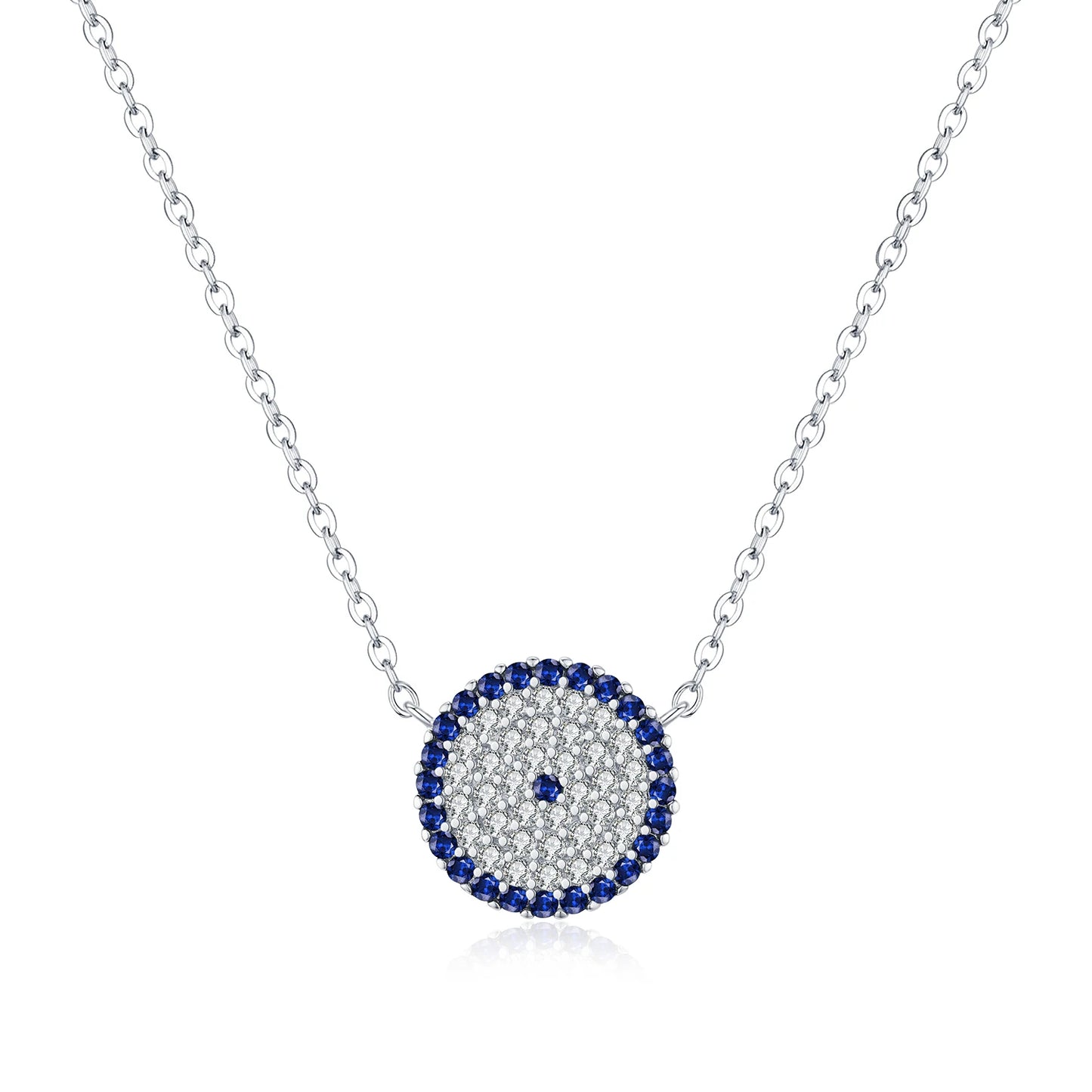 MODIAN 925 Sterling Silver Classic Round Eyes Pendant Necklace Shiny Full Zirconia Link Chain Necklaces For Women Jewelry