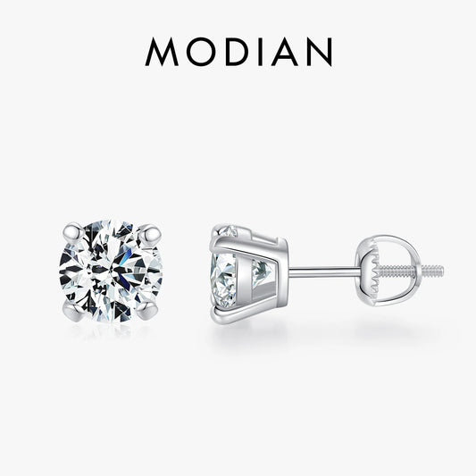 MODIAN D Color 1CT Moissanite Stud Earrings For Women 925 Sterling Silver 0.5CT Dazzling Lab Diamond Wedding Jewelry Gifts