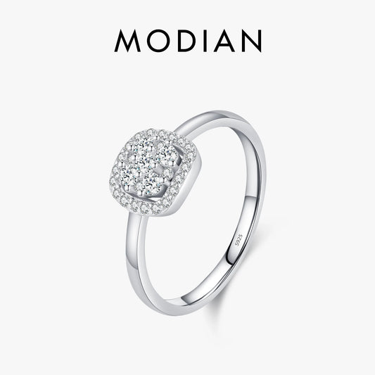 Anillo de boda de moissanita MODIAN con engaste pavé de color D VVS1 brillante, plata de ley 925, para mujer, joyería fina