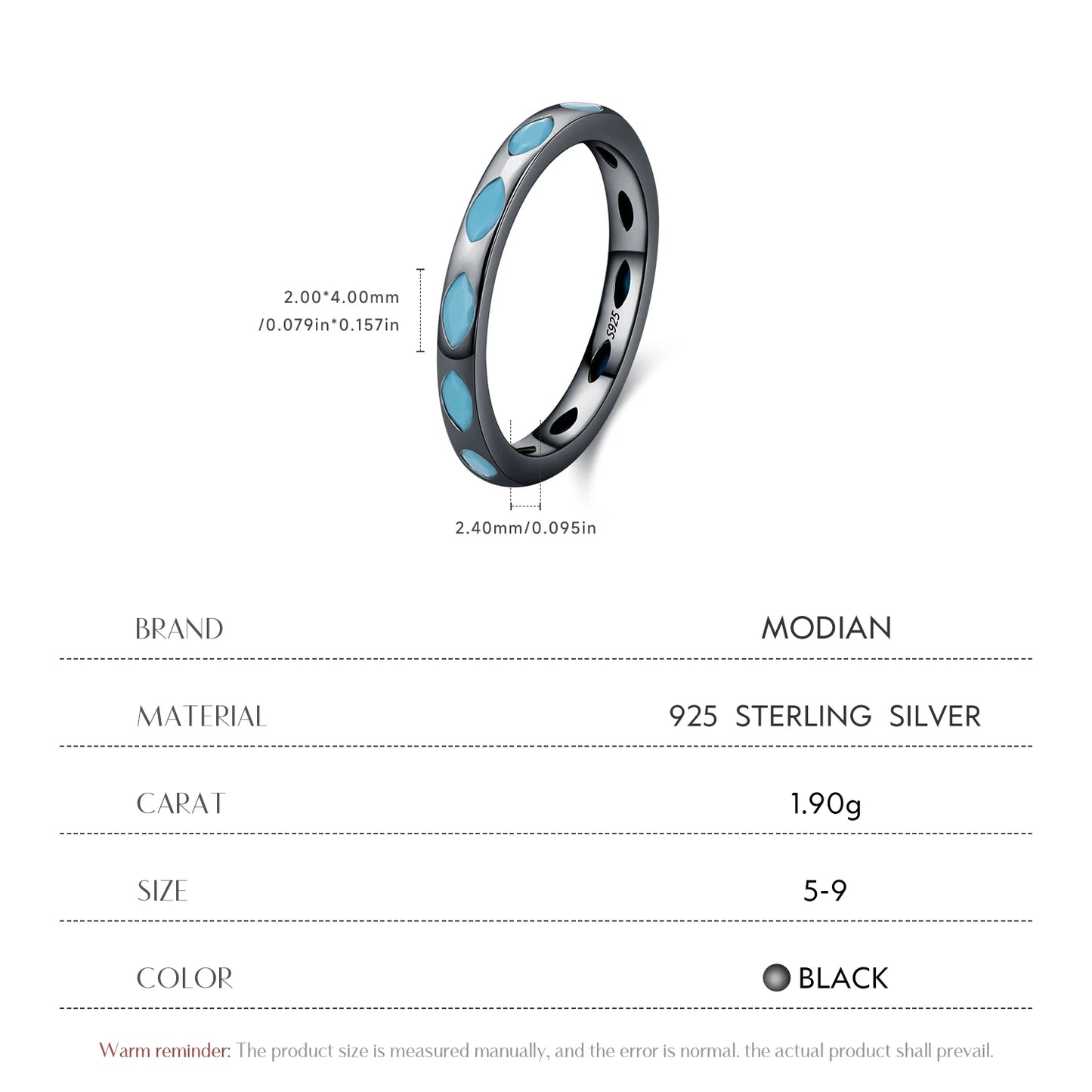 MODIAN 925 Sterling Silver Retro Rhombic Synthetic Turquoise Eternity Rings Daily Stackable Fine Jewelry For Women Gifts